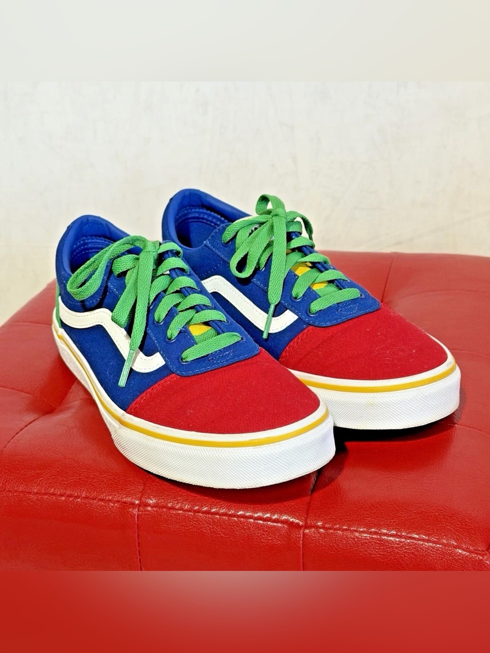 Vans Old Skool Multicolor Bright Blue Green Yellow Red Color Block Youth Size 6